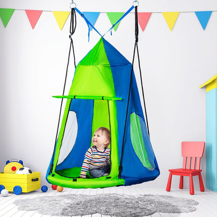 Rundes Schaukelzelt für Kinder, Ø100 cm mit Tür/Fenster, Tragfähigkeit 200 kg