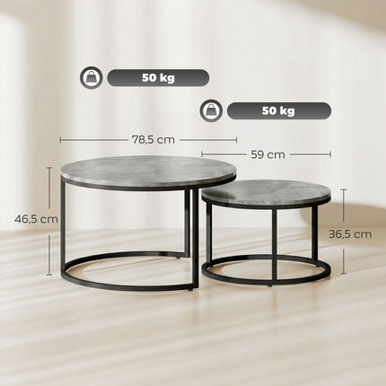 Satztisch-Set, Zementoptik, Metallgestell