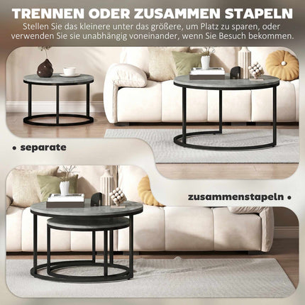 Satztisch-Set, Zementoptik, Metallgestell