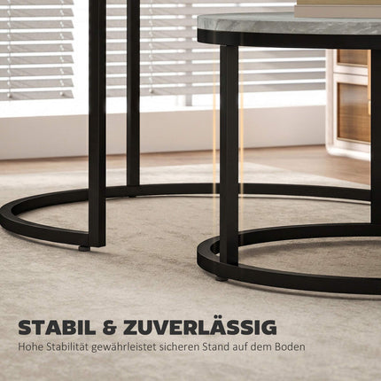Nesting Coffee Table Set, Marble Look, Metal Frame, 2-Piece