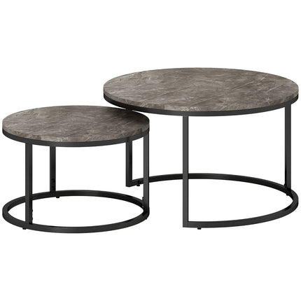 Nesting Coffee Table Set, Marble Look, Metal Frame