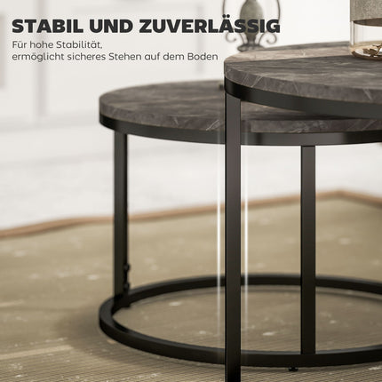 Nesting Coffee Table Set, Marble Look, Metal Frame