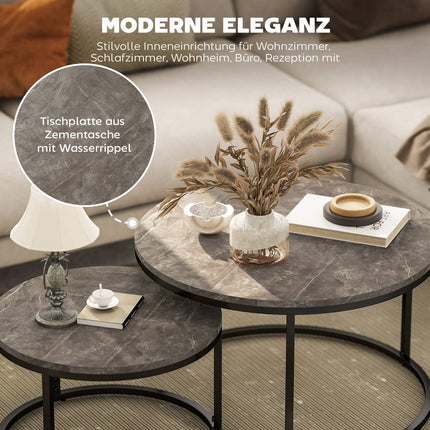Nesting Coffee Table Set, Marble Look, Metal Frame