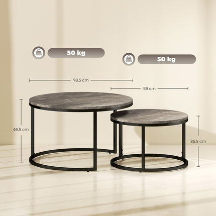 Nesting Coffee Table Set, Marble Look, Metal Frame