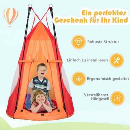 Balançoire nid d'oiseau pour enfants Capacité de charge maximale 150 kg Diamètre 100 cm Orange
