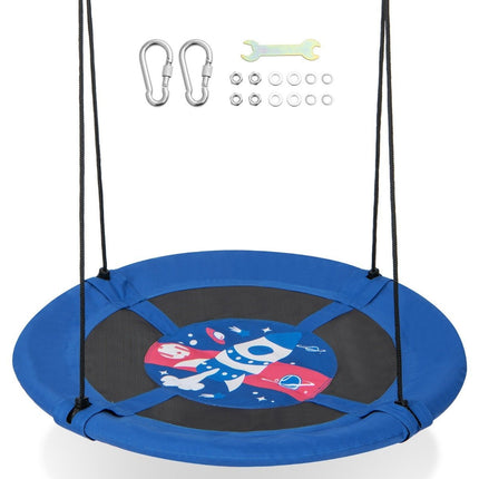 Nest swing children's swing tree swing hanging swing Ø 100 cm blue rocket