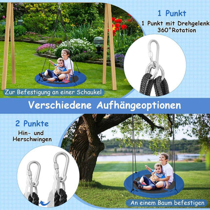 Nest swing children's swing tree swing hanging swing Ø 100 cm blue rocket