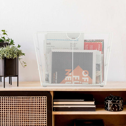 Newspaper rack metal white