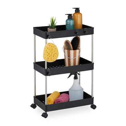 Niche Trolley with 3 Shelves, Black, Mobile Storage