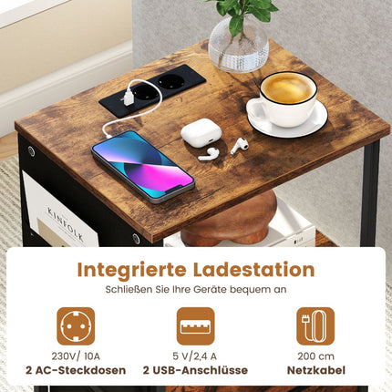 Nachttisch-Set mit Ladestation & LED-Beleuchtung