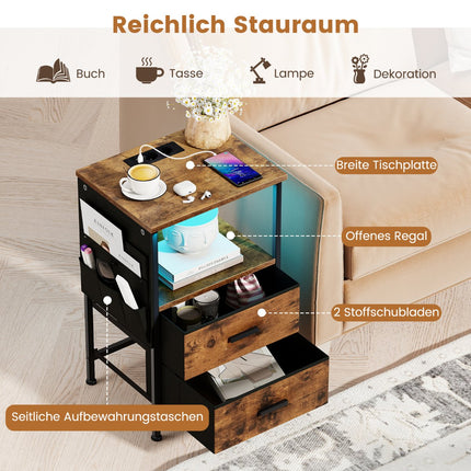 Nachttisch-Set mit Ladestation & LED-Beleuchtung
