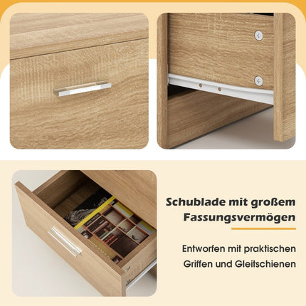 Nightstand with 3 Drawers, Compact Wood Design, 38x35x66 cm