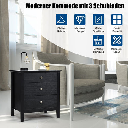 Nightstand with 3 drawers, side table, nightstand, nightstand, black