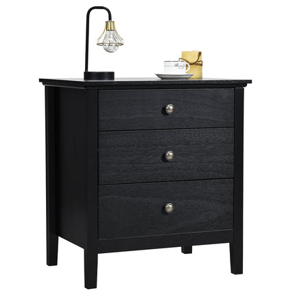 Nightstand with 3 drawers, side table, nightstand, nightstand, black
