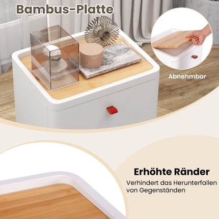 Nachtkastje met 4 lades nachtkastje commode met uitneembare organizer wit 42 x 32 x 81,5 cm