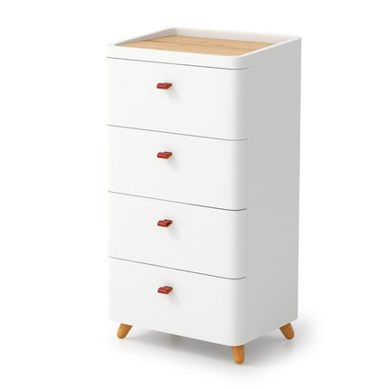 Nachtkastje met 4 lades nachtkastje commode met uitneembare organizer wit 42 x 32 x 81,5 cm