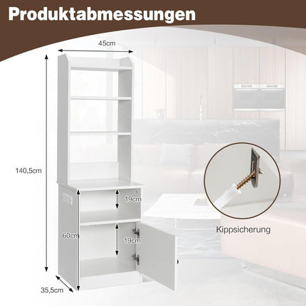 Nachttisch mit Ladestation – 3 Ablagen, 2-stufiger Schrank, Weiß