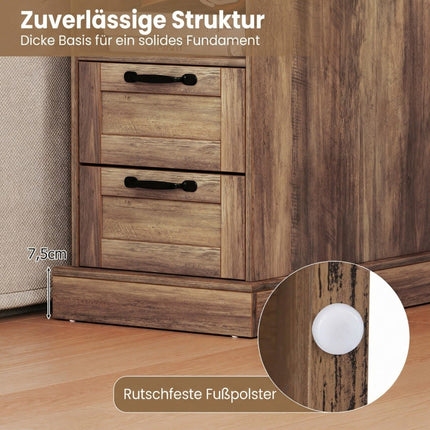 Nachttisch mit Ladestation, offenem Fach & 2 Schubladen