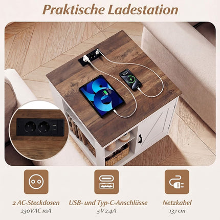 Nachttisch mit Ladestation und verstellbaren Ablagen