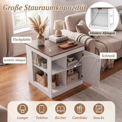 Nachttisch mit Ladestation und verstellbaren Ablagen