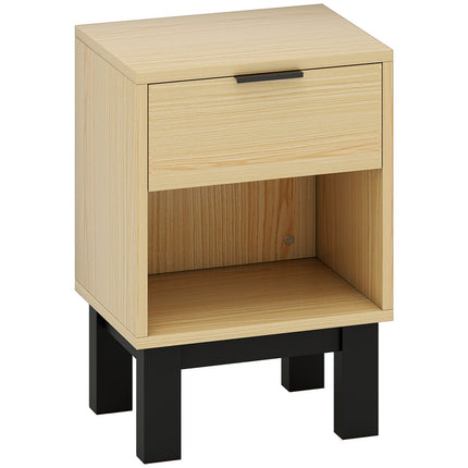 Nightstand with Drawer and Shelf, Oak, 35 x 26 x 50 cm