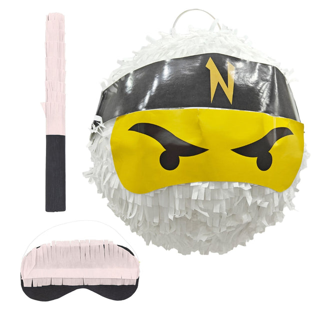Ninja Piñata Set mit Schläger und Maske für Kinder