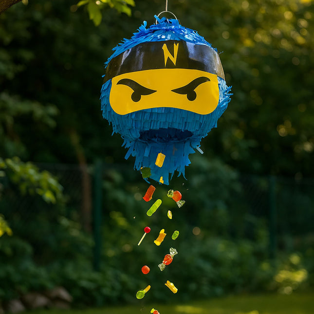 Ninja-Piñata-Set mit Schläger und Maske für Kinderpartys