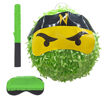 Ninja-Piñata-Set mit Schläger und Maske für Kinderpartys