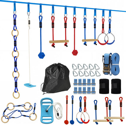 Ninja Slackline Kinder-Kletterseil-Set, 3-in-1 Schaukel, 100 kg Tragkraft
