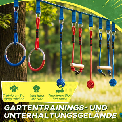 Ninja Slackline Kinder-Kletterseil-Set, 3-in-1 Schaukel, 100 kg Tragkraft
