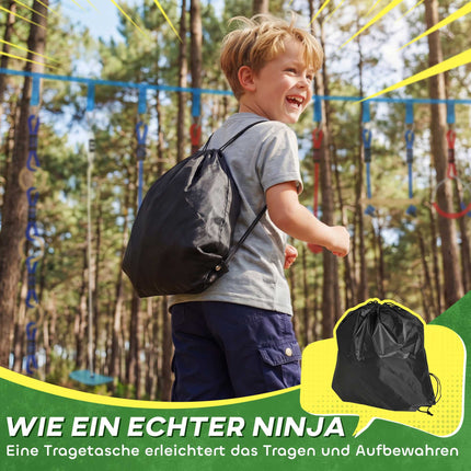Ninja Slackline Kinder-Kletterseil-Set, 3-in-1 Schaukel, 100 kg Tragkraft