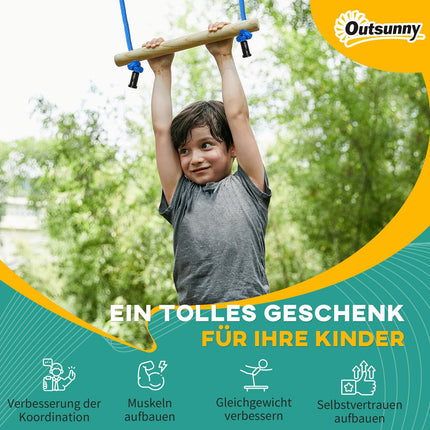 Ninja Slackline Set, 10m Seil mit Hindernissen für Kinder