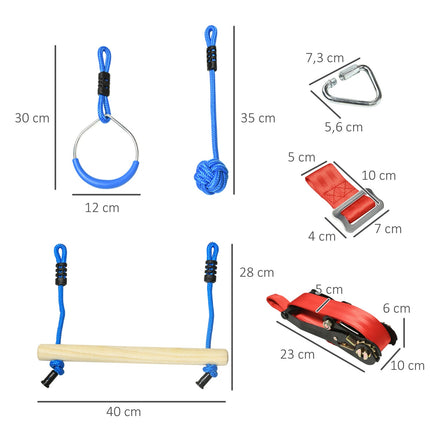 Ninja Slackline Set, 10m Seil mit Hindernissen für Kinder