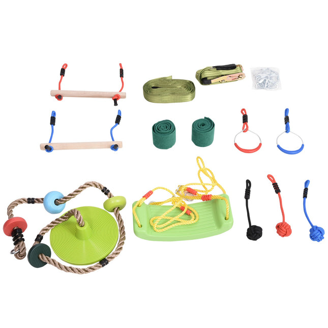 Ninja Slackline Set mit Hindernissen für Kinder von 5-12 Jahren, Spaß im Freien