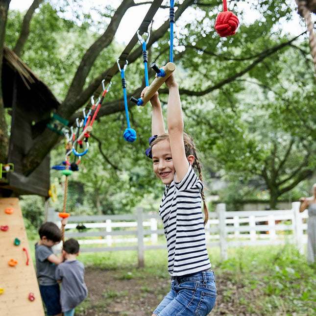 Ninja Slackline Set mit Hindernissen für Kinder von 5-12 Jahren, Spaß im Freien