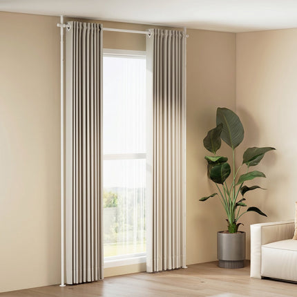 No-Drill White Curtain Rod, 120-314 cm, Room Divider