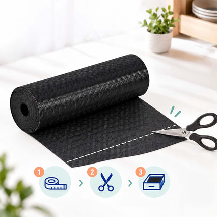 Non-Slip Cut-to-Size Drawer Liner 6 m for Kitchen and Fridge, EVA, Black