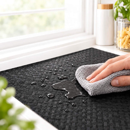 Non-Slip Cut-to-Size Drawer Liner 6 m for Kitchen and Fridge, EVA, Black
