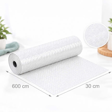 Non-Slip Cut-to-Size Drawer Liner 6 m for Kitchen and Fridge, EVA, White