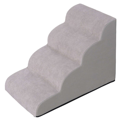 Non-Slip Dog Stairs with 4 Steps and Foam Core, Washable Cover, Grey