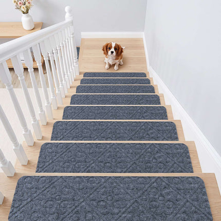 Non-Slip Light Grey Stair Treads, 15 Pack, 76x20 cm