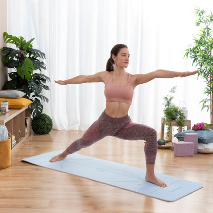 Rutschfeste Yogamatte mit Positionslinien und Übungsanleitung Asamat InnovaGoods