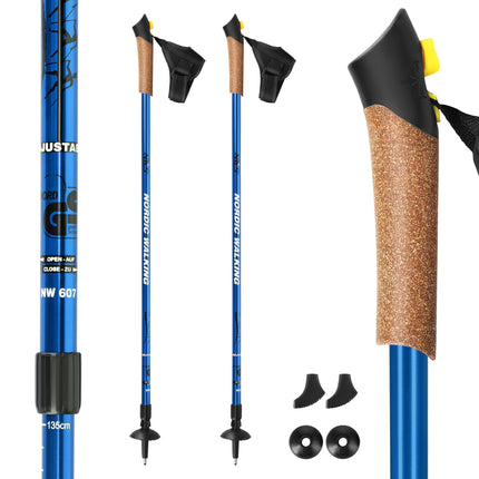 Nordic-Walking-Stöcke, verstellbar, blau