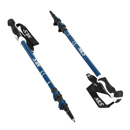 Nordic Walking Poles, Blue Aluminum, Adjustable