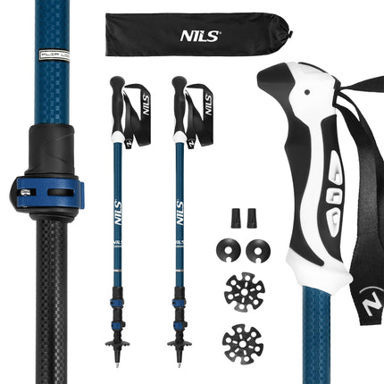 Nordic Walking Poles, Blue Aluminum, Adjustable