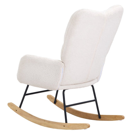 Nursery Rocking Chair, Teddy Fabric High Back, 250 lb