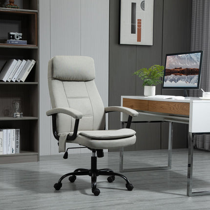 Gaming-Bürostuhl, Lordosenmassage, verstellbar, Leinen beige