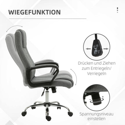 Ergonomischer Bürostuhl, drehbar, höhenverstellbar, Leinen-Touch