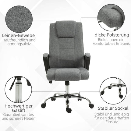 Ergonomischer Bürostuhl, drehbar, höhenverstellbar, Leinen-Touch