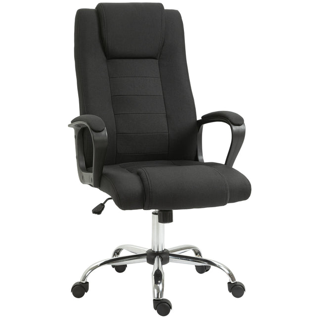 Ergonomic black office chair with headrest, height adjustable